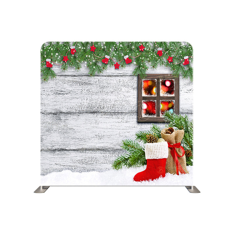 Pillow Cover Backdrop(Holiday Stockings W Mistletoe)