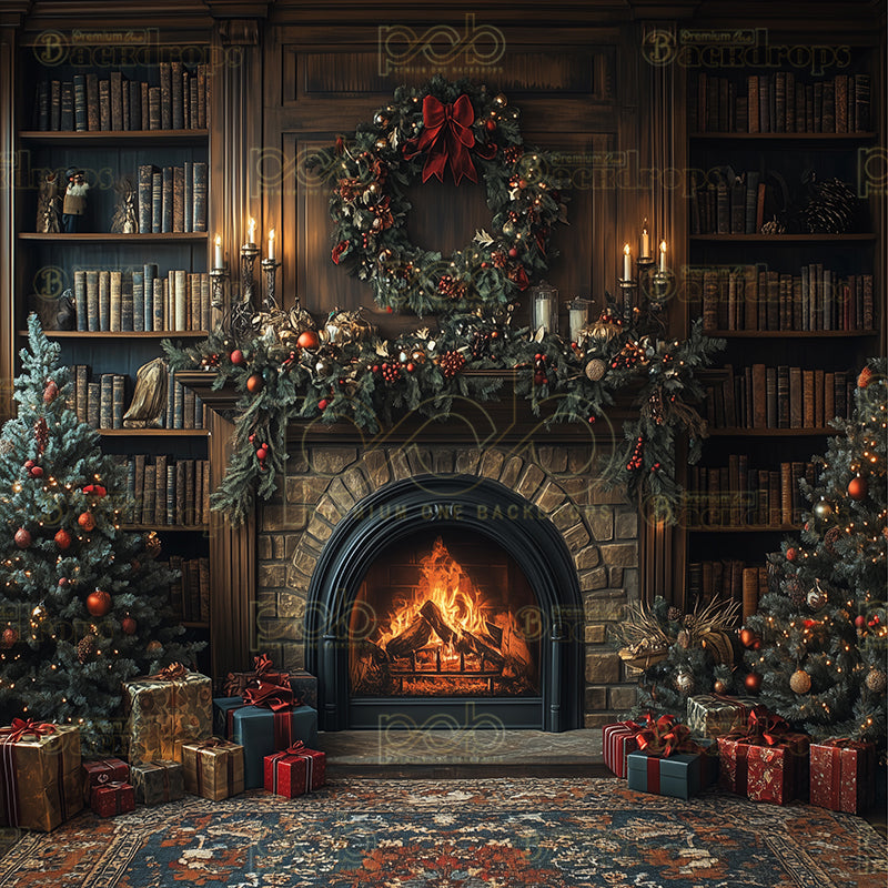 Home Library With Fireplace