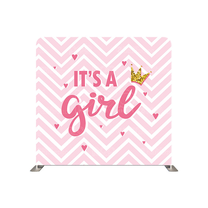 premium one pillowcover backdrops-Pink striped girl shower