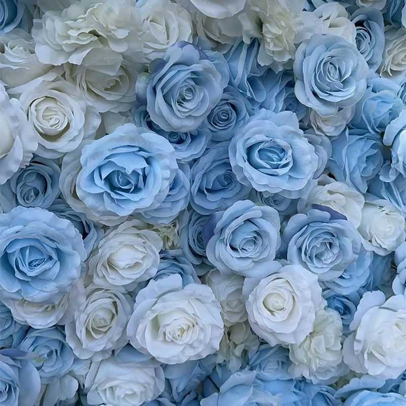 Light Blue White Rose Fabric Flower Wall