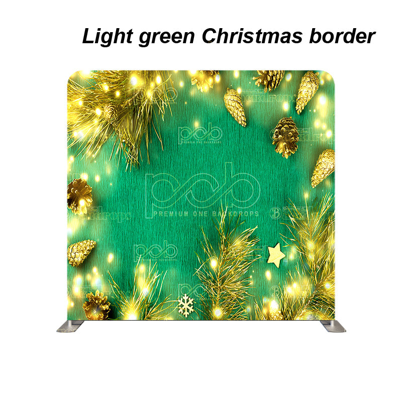 premium one pillowcover backdrops-Light green Christmas border