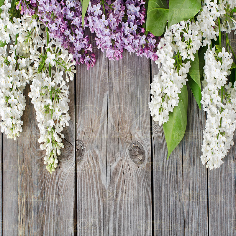 premium one pillowcover backdrops-Lilac Wood Flowers