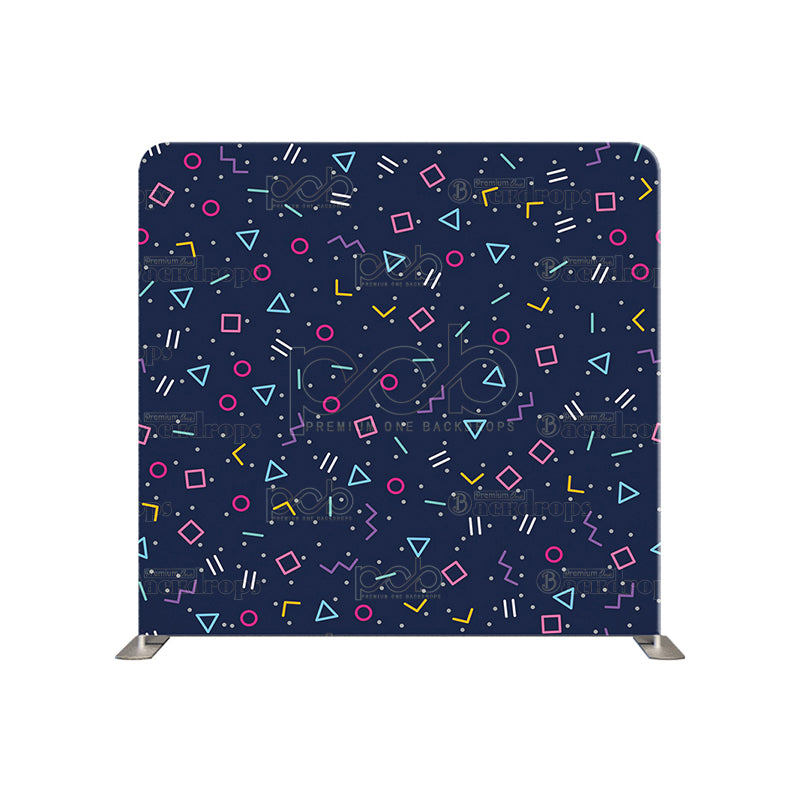 premium one pillowcover backdrops-Colorful Math Symbols Dark Blue Backdrop