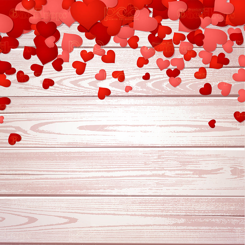 premium one pillowcover backdrops-Mini Red Hearts Wood