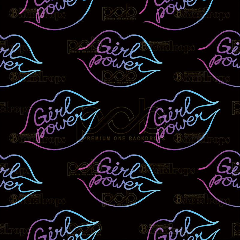 premium one pillowcover backdrops-Neon Power Lips