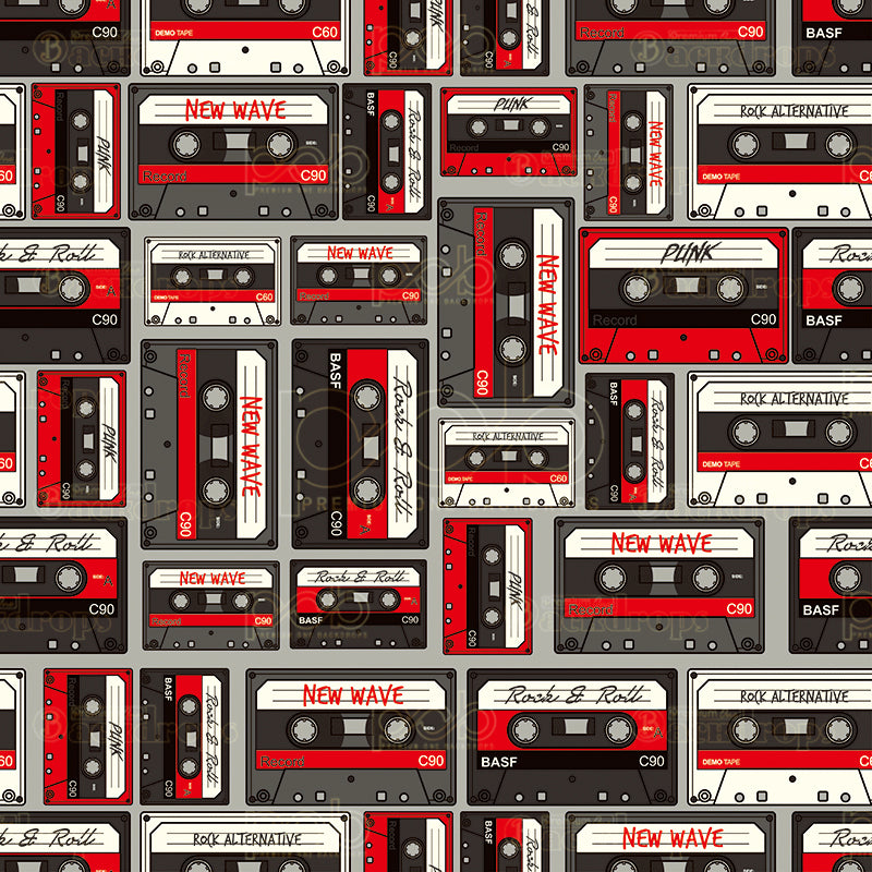 premium one pillowcover backdrops-New Wave Retro Cassette