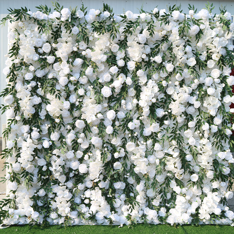 Orchid Willow Leaf White Rose Flower Wall