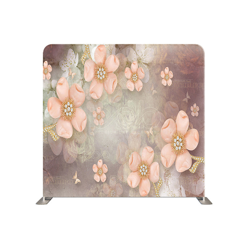 Pillow Cover Backdrop(PEACH FLOWER GREY)