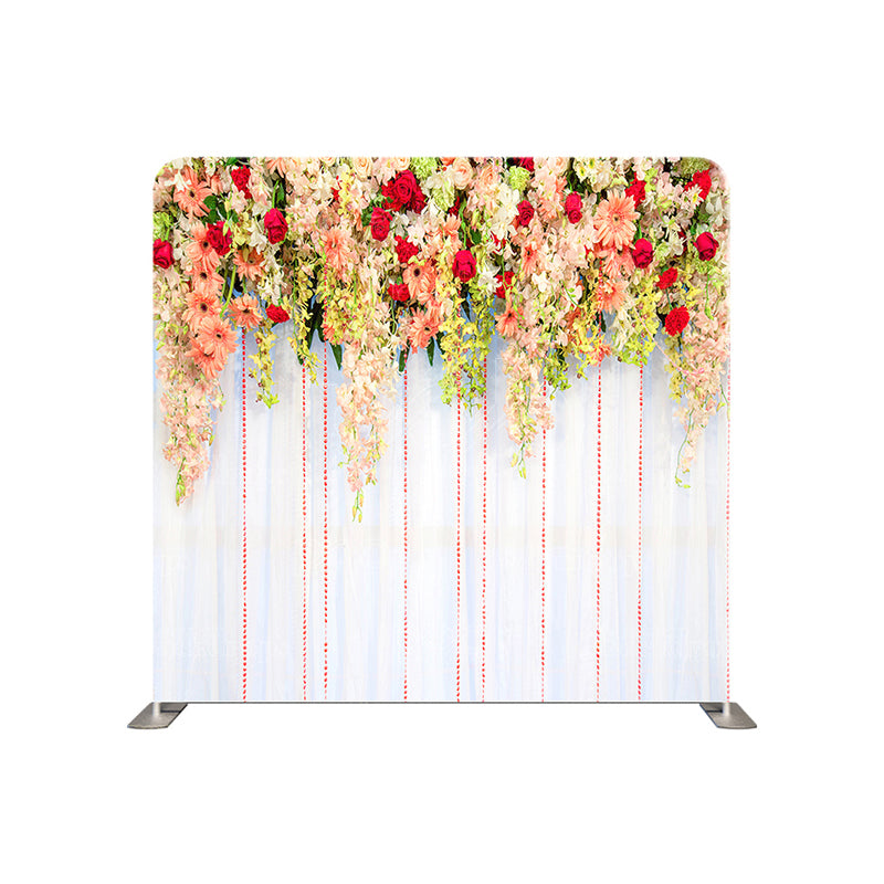 premium one pillowcover backdrops-Peach Flowers With Light Wood