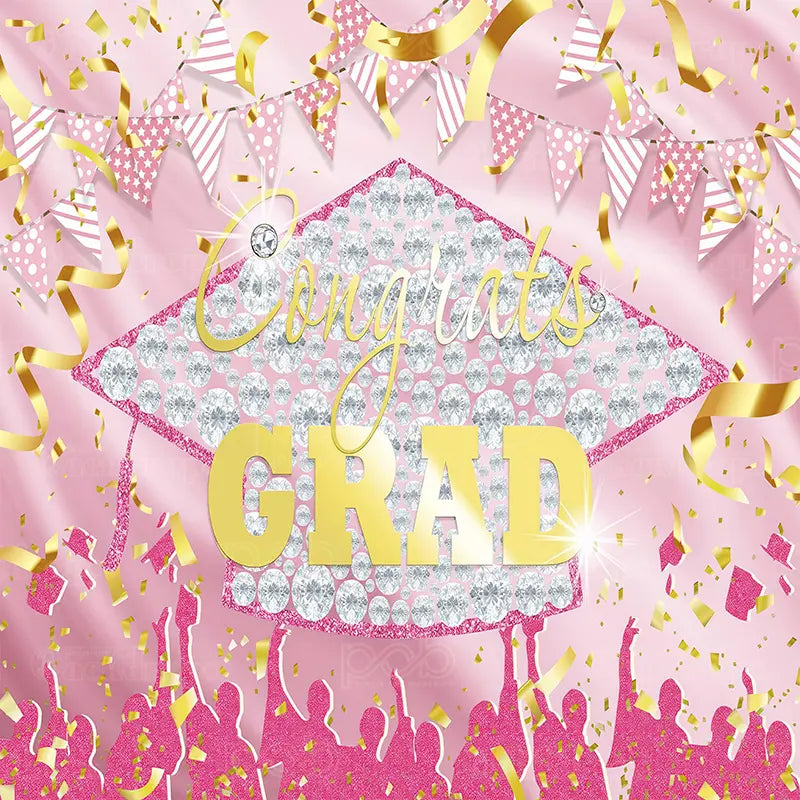 Pillow Cover Backdrop (Graduation Cheers in Pink)