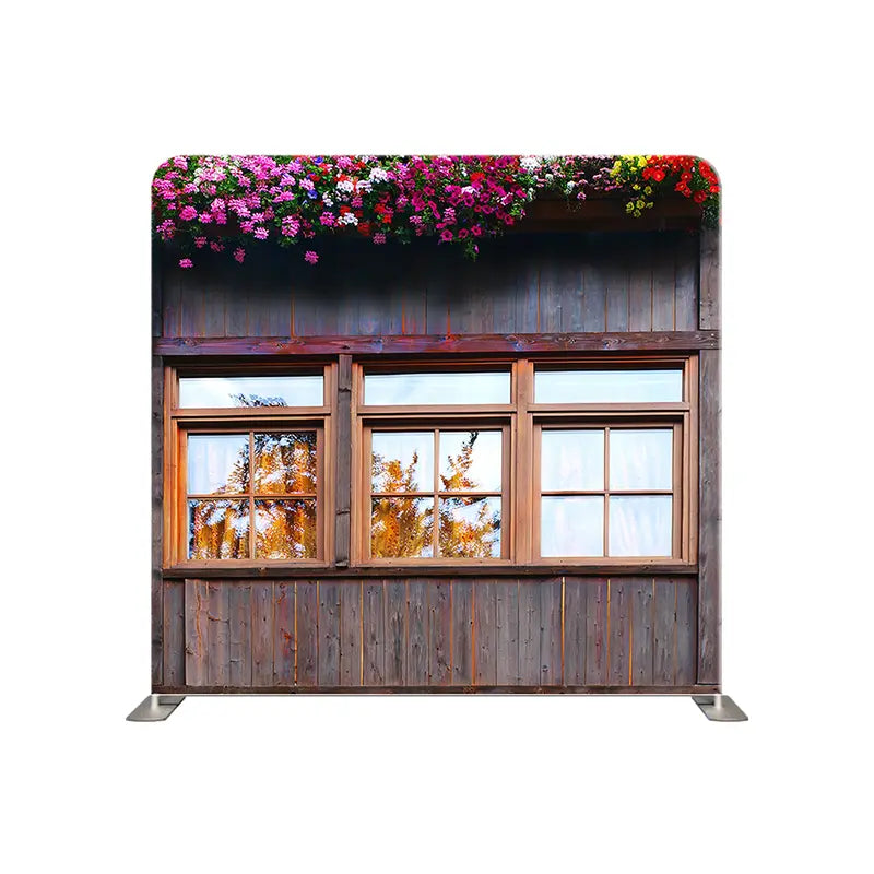 Pillow Cover Backdrop(Wooden Windows with flowers)
