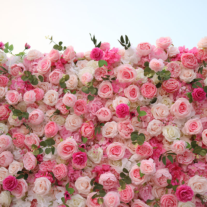 Pink & White Rose Flower Wall