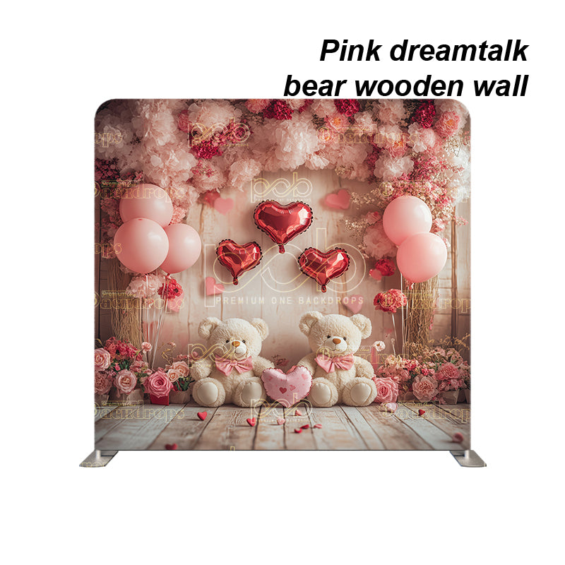 Pillow Cover Backdrop (Pink dreamtalk bear wooden wall)