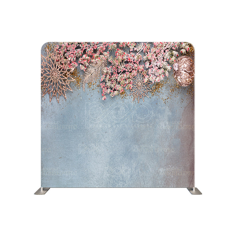 premium one pillow cover backdrops-Pink floral flowers