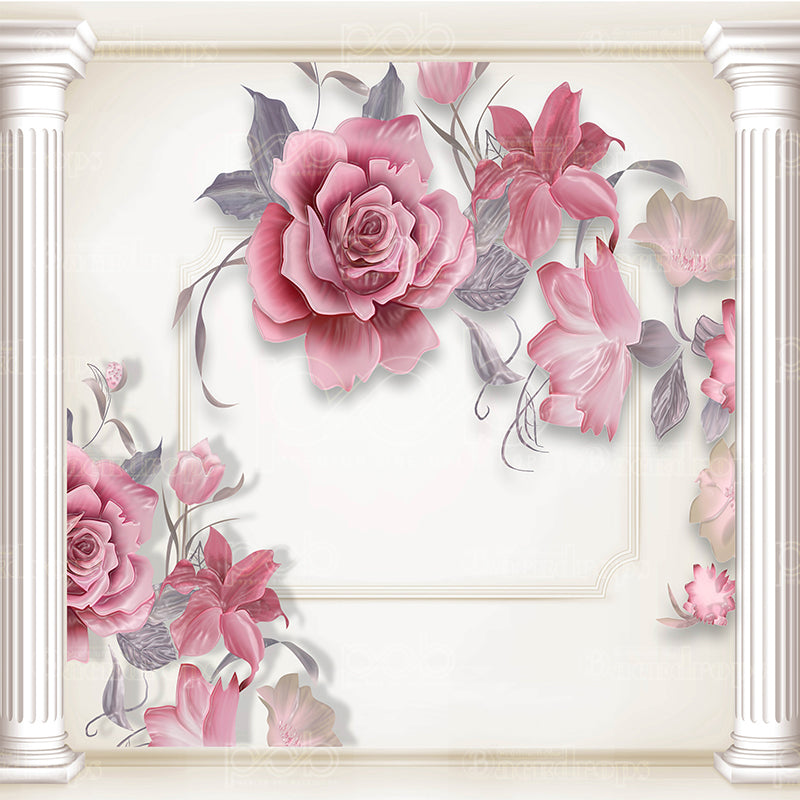 premium one pillowcover backdrops-Pink rose in the Middle