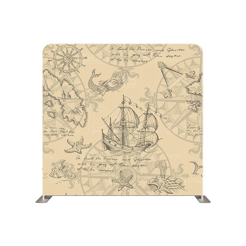 premium one pillow cover backdrops-Pirate map