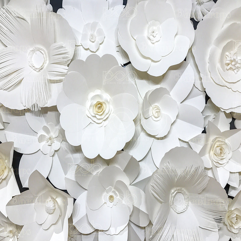 premium one pillowcover backdrops-Popping White Paper Flower