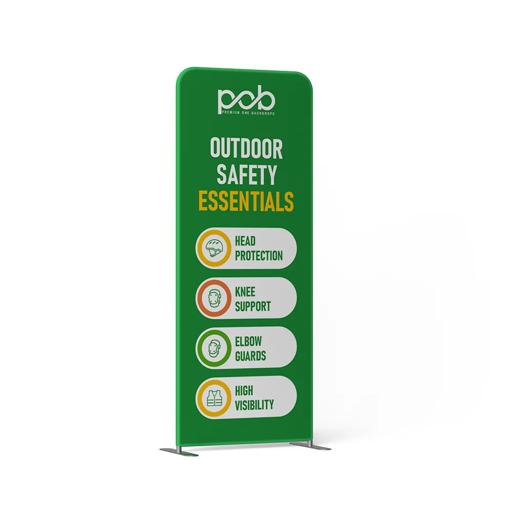 Portable tension fabric banner stand – right angle view