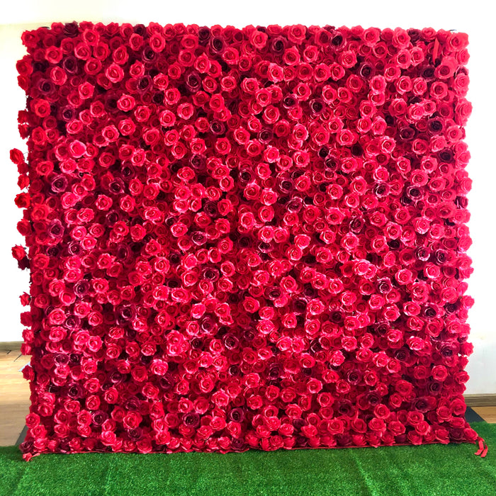 Pure Red Rose Flower Wall / Artificial Flower Wall Backdrop