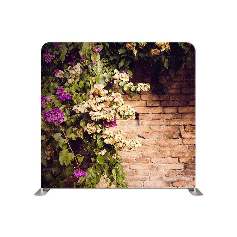 premium one pillow cover backdrops-Purple Flower Brick Wall