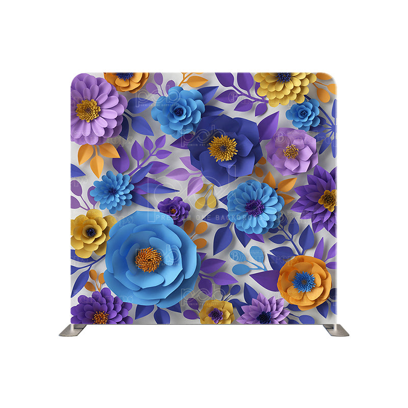 premium one pillow cover backdrops-Purple Paper Floral