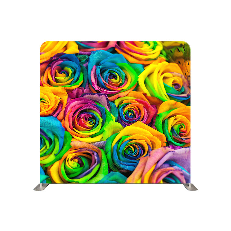 premium one pillowcover backdrops-Rainbow Rose Radiance