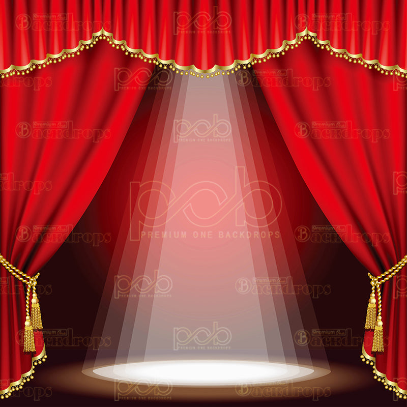 premium one pillowcover backdrops-Red Curtain SpotLight