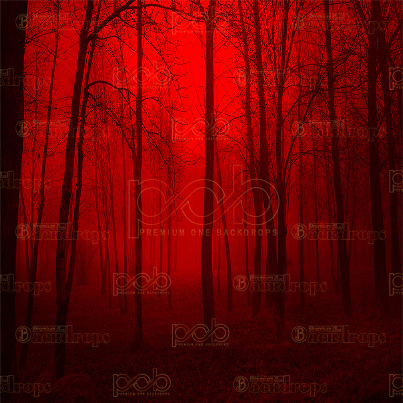 premium one pillowcover backdrops-Red Forest Halloween