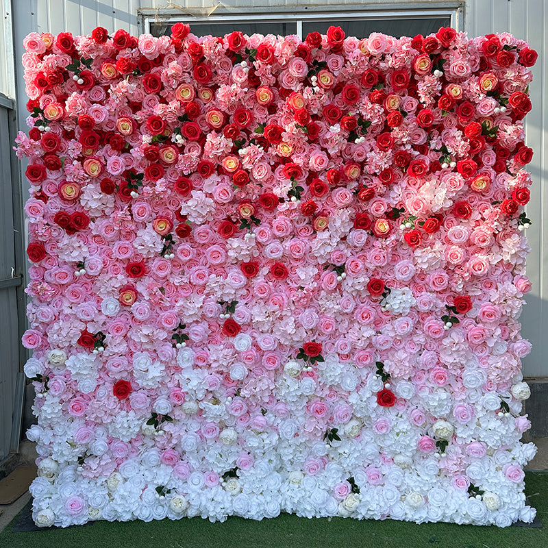 Red & Pink & White Premium Ombre Flower Wall