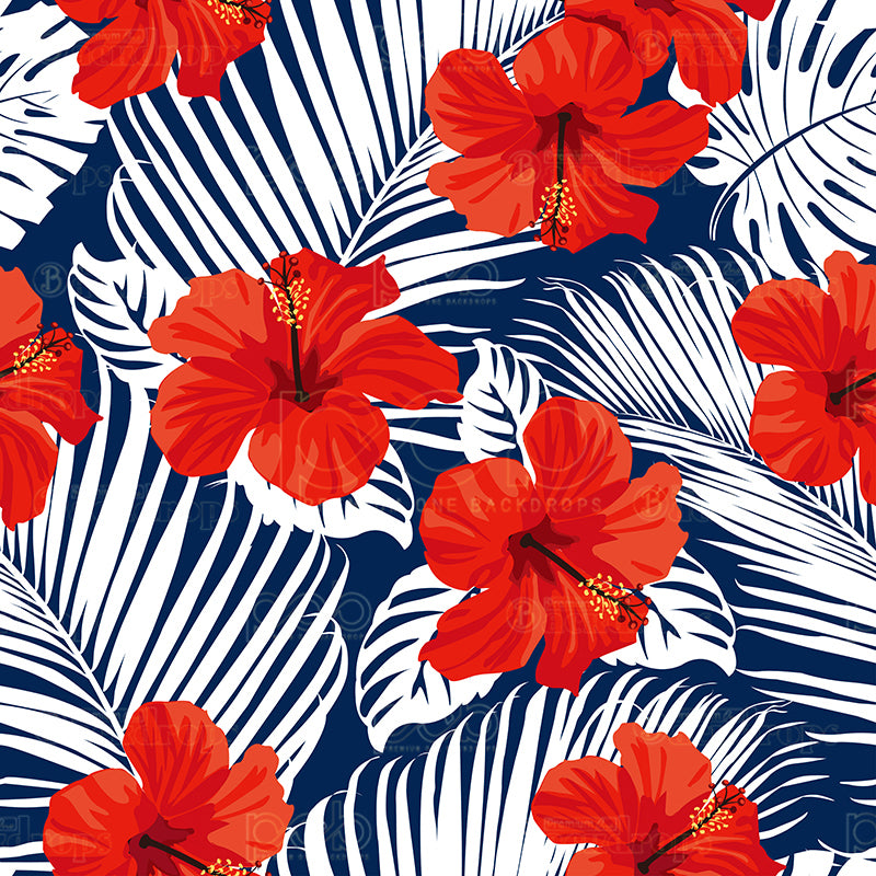 premium one pillowcover backdrops-Red and Blue Tropic