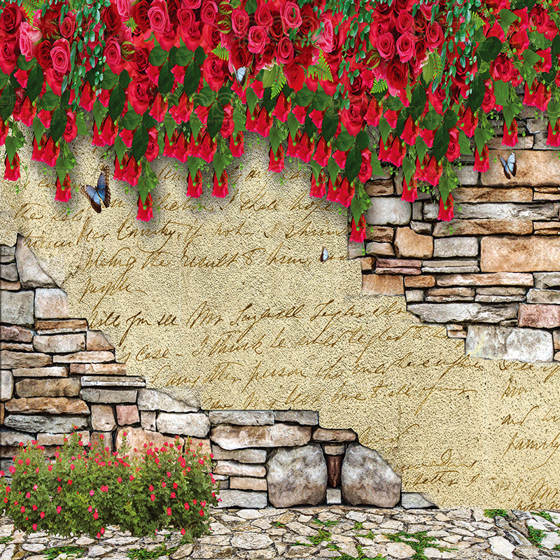 premium one pillowcover backdrops-Roses and Bricks