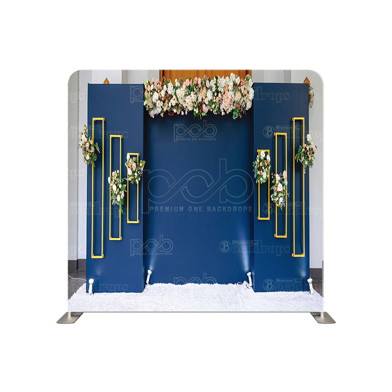 premium one pillowcover backdrops-Royal Blue Flowers