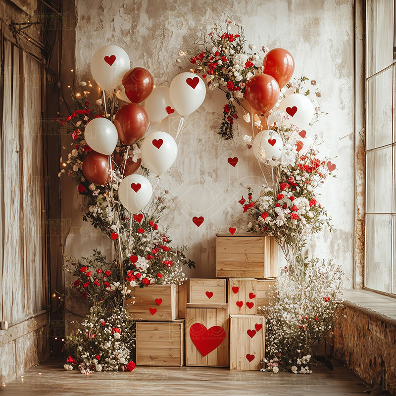 Pillow Cover Backdrop (Rustic love balloon house)