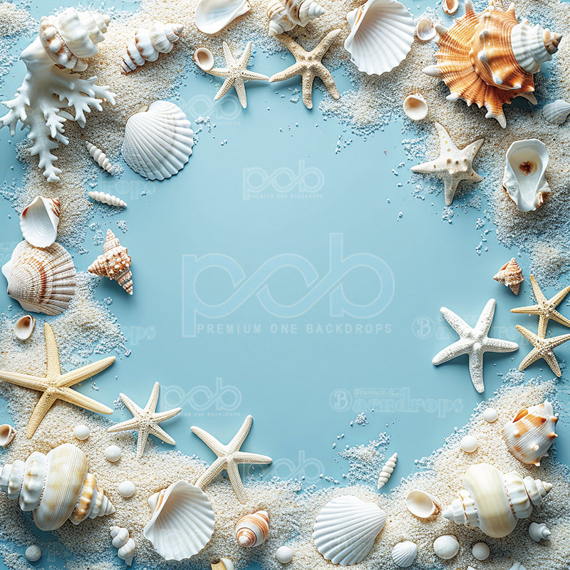 Pillow Cover Backdrop (Seashell Coastal Wreath)
