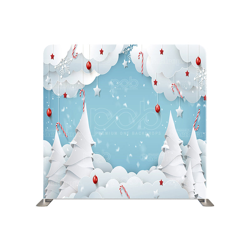 premium one pillow cover backdrops-Snowy Candy Canes