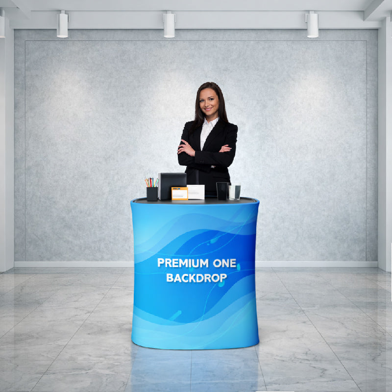 Oval Spring Up Display Counter with LED Lights