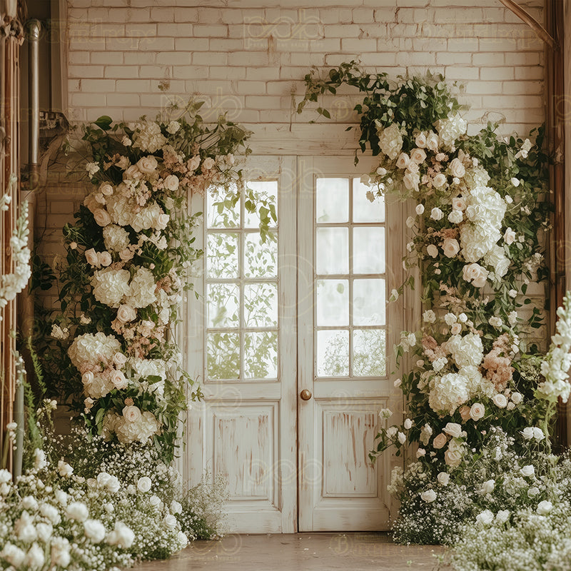 premium one pillowcover backdrops-Spring Wedding Floral Door-1