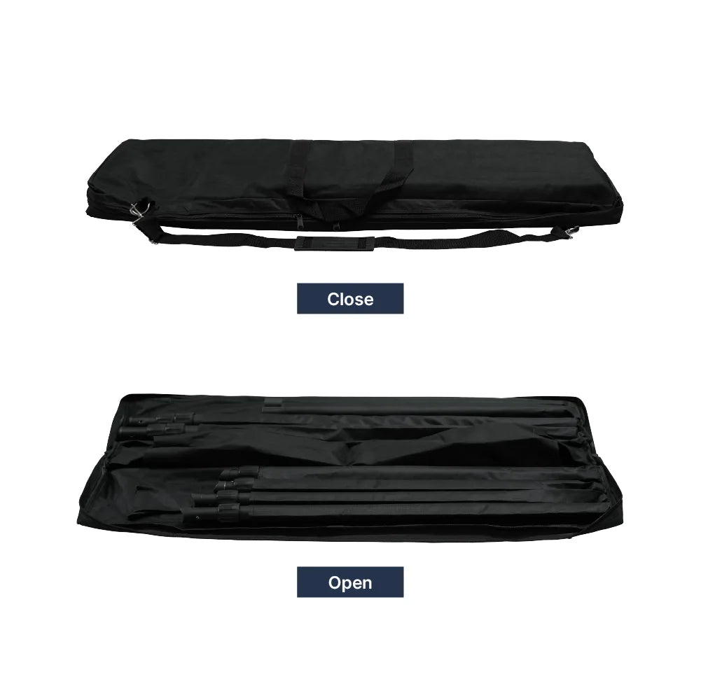 Portable carrying bag for 10ft step and repeat banner frame and hardware