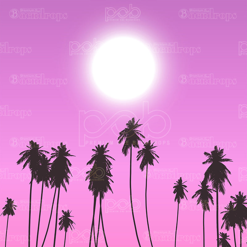 premium one pillowcover backdrops-Sunset Palm Trees