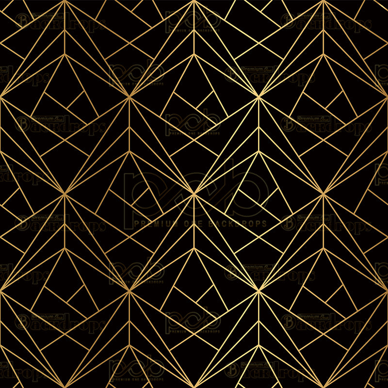 premium one pillowcover backdrops-black and gold geometric