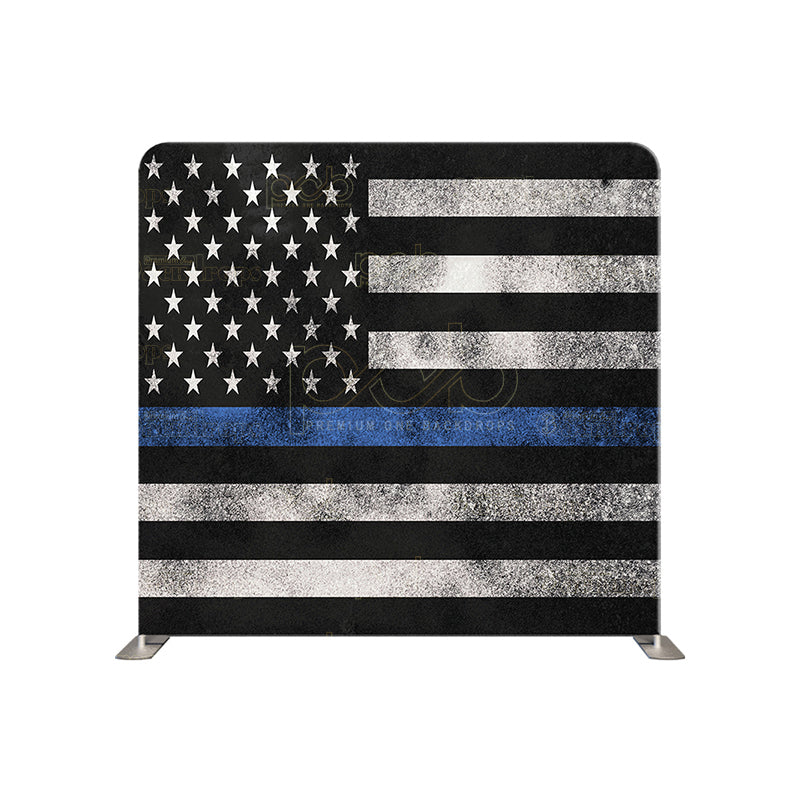 premium one pillowcover backdrops-Thin Blue Line Flag