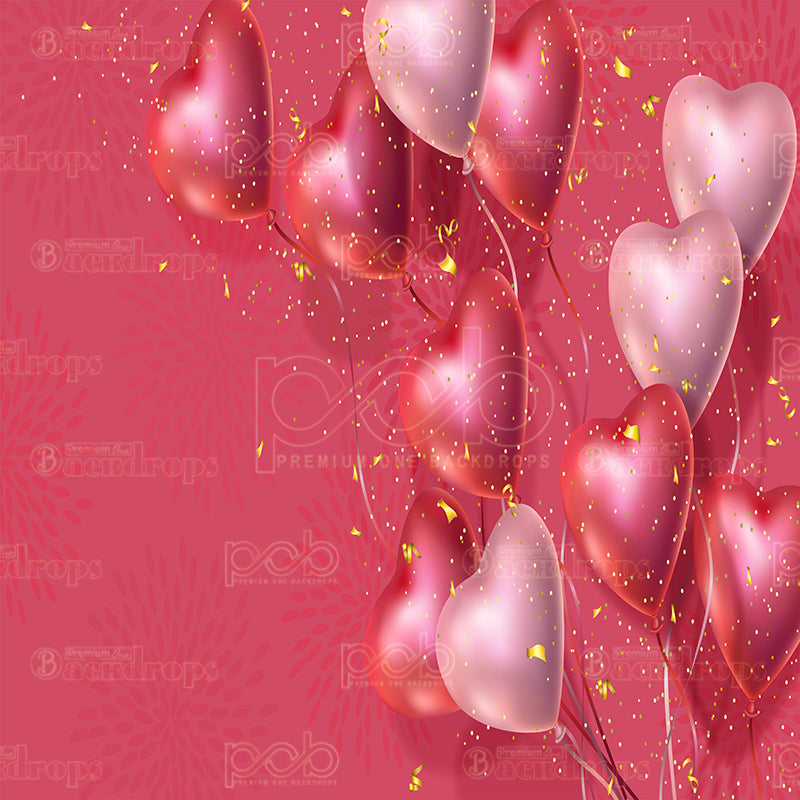 premium one pillowcover backdrops-Valentine Hearts sparkles