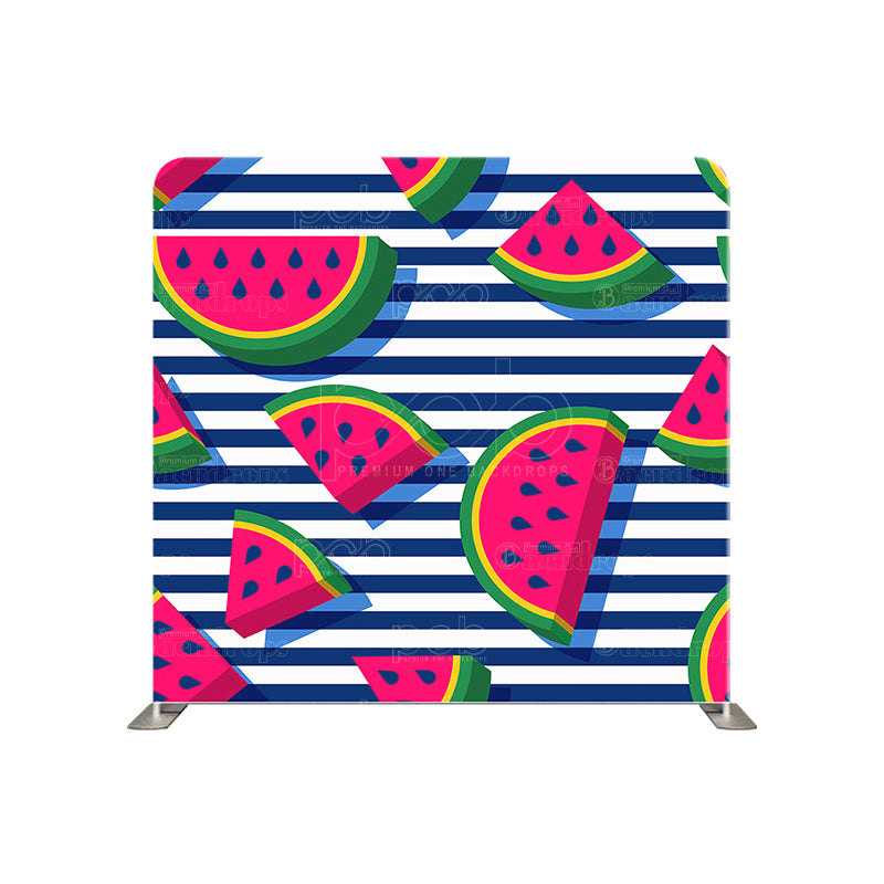 premium one pillow cover backdrops-Stripes and watermelon