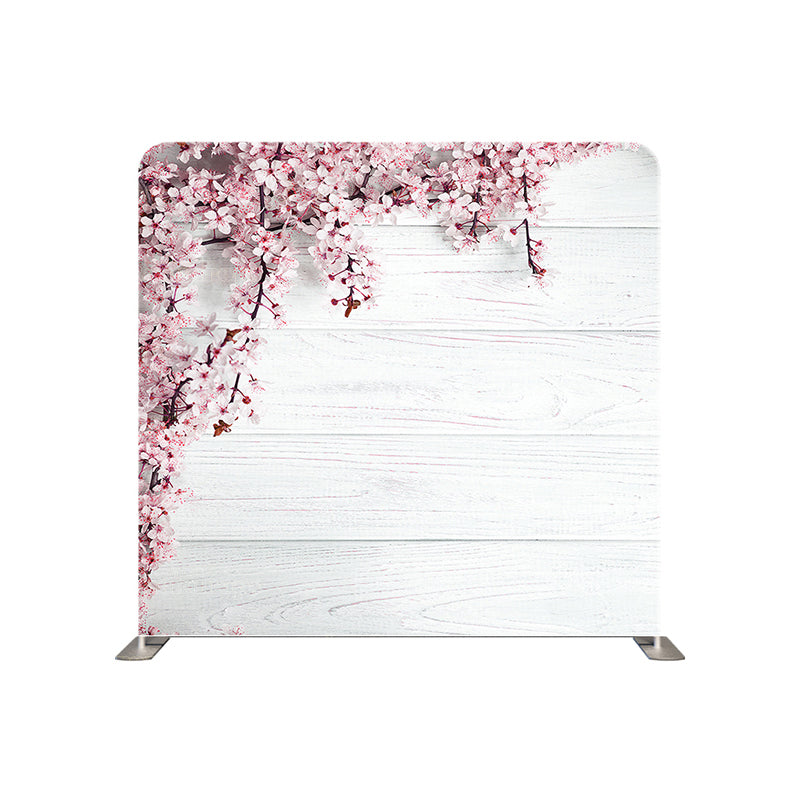 premium one pillow cover backdrops-White Panel Pink Flowers