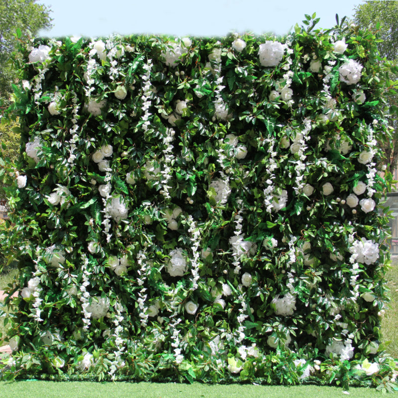 White Rose Jungle Greenery Premium Flower Wall