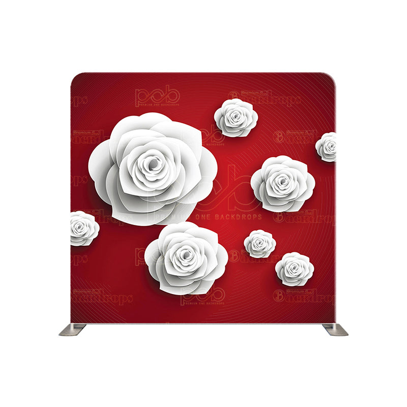 premium one pillow cover backdrops-White and red Roses