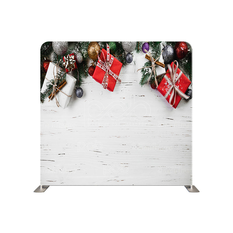 premium one pillow cover backdrops-White Wood With Presents