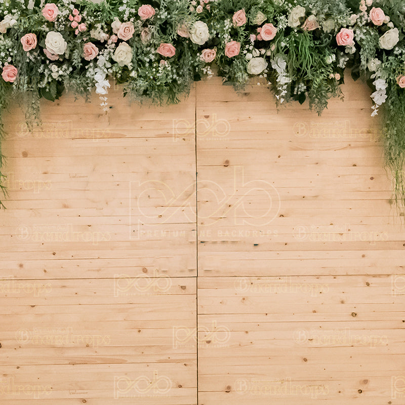 premium one pillowcover backdrops-Wood With Flower Wall