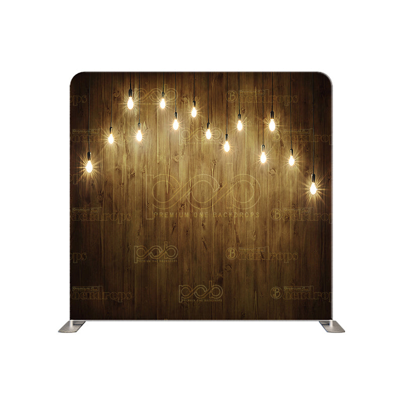 premium one pillow cover backdrops-Wood with String Lights