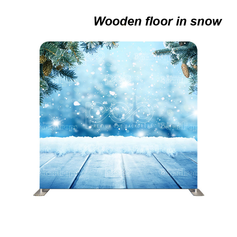 premium one pillowcover backdrops-Wooden floor in snow